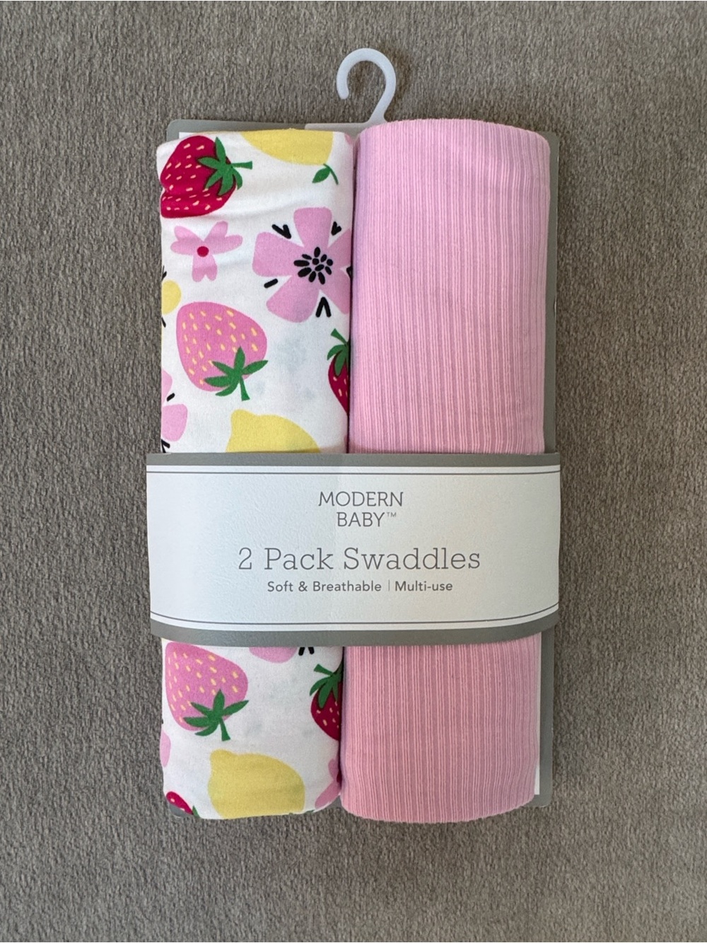 Modern Baby Pink Floral & Strawberry 2-Pack Swaddles